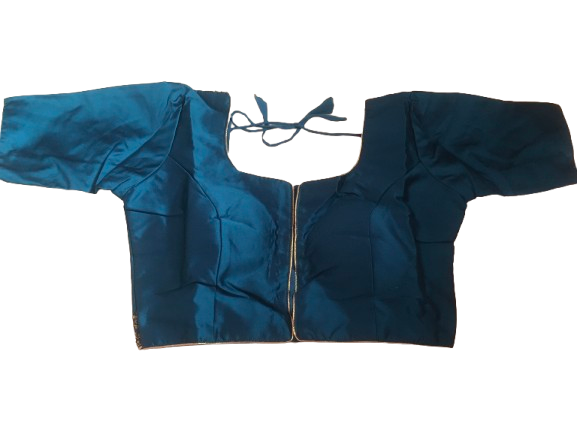 Raw Silk Teal blue Designer Blouse 51